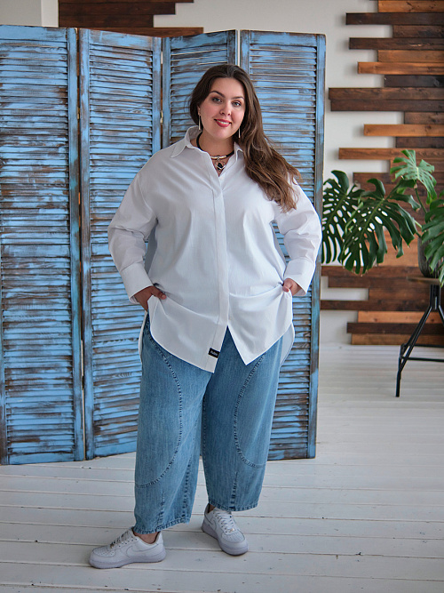 Рубашка удлиненная белая RuSkin  